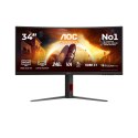 Monitor AOC CU34G4Z 34-calowy, Szybkie VA, WQHD 21:9, 240 Hz, 1 ms, 3440 x 1440 pikseli, 450 cd/m2, ilość portów HDMI: 2, kolor 