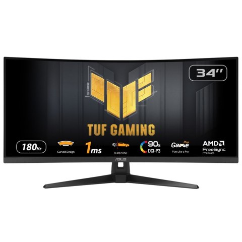 ASUS TUF Gaming VG34VQ3B monitor komputerowy 86,4 cm (34") 3440 x 1440 px UltraWide Quad HD LED Czarny