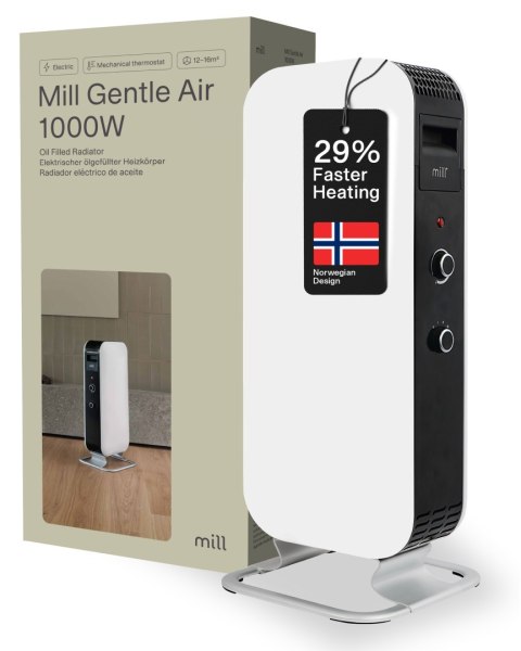 Mill | Grzejnik | AB-H1000MEC | Grzejnik olejowy | 1000 W | Liczba stopni mocy: 3 | Przeznaczony do pomieszczeń o powierzchni do