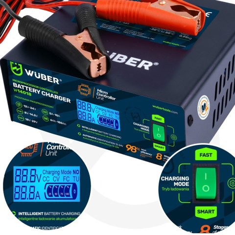 Prostownik mikroprocesorowy samochodowy 10A 6-150 Ah 2-24 V W14018 WUBER
