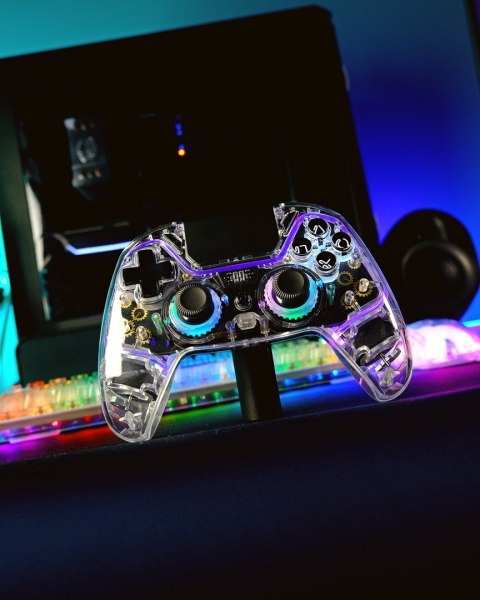 Deltaco Gaming GAM-169-T kontroler gier Przezroczysty Bluetooth/USB Gamepad Android, Nintendo Switch, PC, PlayStation 4, iOS