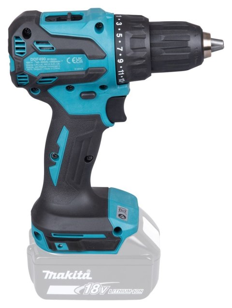 Makita DDF490Z wiertło 1900 RPM Zamek centralny 1,7 kg Niebieski, Czarny