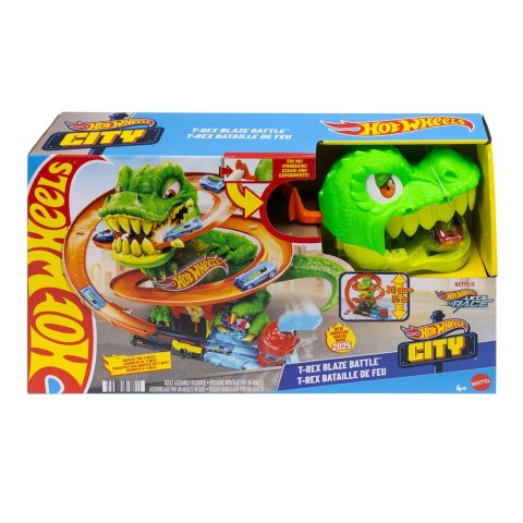 Hot Wheels City Zakręcony tor Remiza T-Rexa JBM73 MATTEL