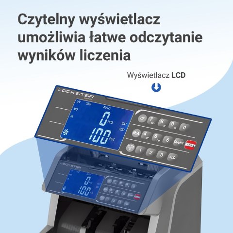 Profesjonalna liczarka nominałowa do banknotów Extralink LockStar MG X-600 UV, IR