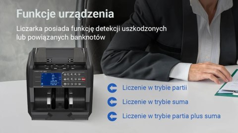 Profesjonalna liczarka nominałowa do banknotów Extralink LockStar MG X-600 UV, IR