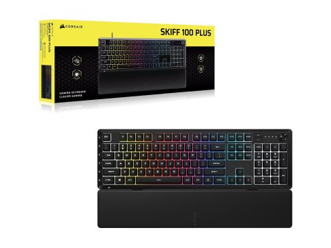 CORSAIR SKIFF 100 PLUS - przewodowa klawiatura gamingowa z membraną i podświetleniem RGB, 10 stref podświetlenia LED RGB