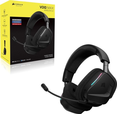 Corsair VOID v2 MAX WIRELESS Zestaw słuchawkowy Bezprzewodowy Opaska na głowę Gaming Bluetooth Czarny