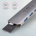 Axagon HMC-HCR3A 3x USB-A+ HDMI+ SD/microSD USB-C 3.2 Gen 1 hub 20cm Przewodowa USB 3.2 Gen 1 (3.1 Gen 1) Type-C Szary