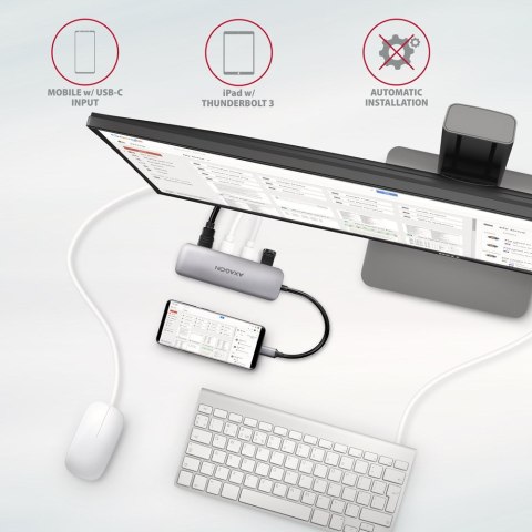 Axagon HMC-HCR3A 3x USB-A+ HDMI+ SD/microSD USB-C 3.2 Gen 1 hub 20cm Przewodowa USB 3.2 Gen 1 (3.1 Gen 1) Type-C Szary