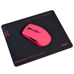 Port Connect Wireless Neon Mouse + Mousepad Fuschia