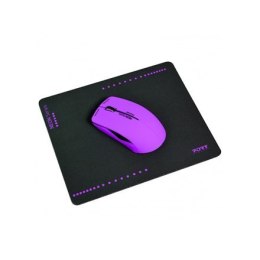 Port Connect Wireless Neon Mouse + Mousepad Purple