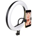Lampa pierścieniowa 10" LED 12W ze statywem 1,1m Maclean Energy MCE610, samowyzwalacz bluetooth, możliwość zmiany barwy 3200K-56