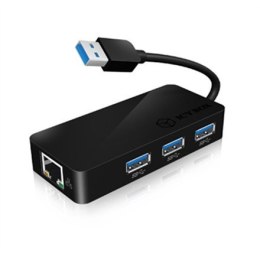 Raidsonic ICY BOX USB 3.0 to Gigabit Ethernet Adapter a three port USB 3.0 hub RJ-45, USB