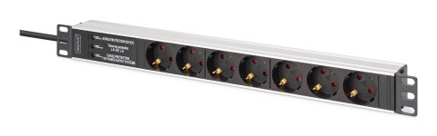 Digitus DN-95441 rozdzielacz zasilania PDU 7 x gniazdo sieciowe 1U Czarny, Srebrny