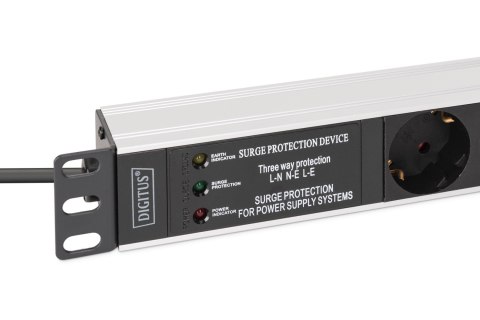 Digitus DN-95441 rozdzielacz zasilania PDU 7 x gniazdo sieciowe 1U Czarny, Srebrny