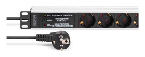 Digitus DN-95441 rozdzielacz zasilania PDU 7 x gniazdo sieciowe 1U Czarny, Srebrny