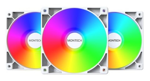 Wentylator Montech GF120 PWM ARGB, 3 szt. - 120mm, biały