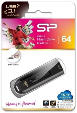 Silicon Power Blaze B21 64 GB, USB 3.1, Black