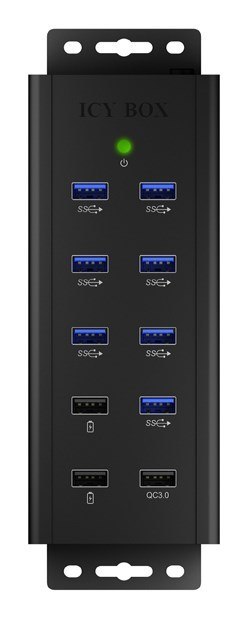 ICY BOX IB-HUB1703-QC3 USB 3.2 Gen 1 (3.1 Gen 1) Type-B 5000 Mbit/s Czarny