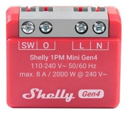 SHELLY 1PM Mini Gen4 Mądry przełącznik Czerwony
