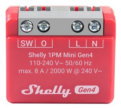 SHELLY 1PM Mini Gen4 Mądry przełącznik Czerwony