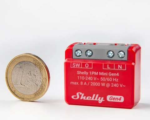 SHELLY 1PM Mini Gen4 Mądry przełącznik Czerwony