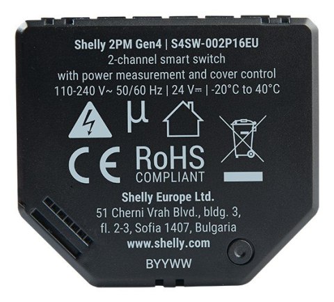 Shelly 2PM Gen4 Mechanizm okiennic/żaluzji 2 kan.