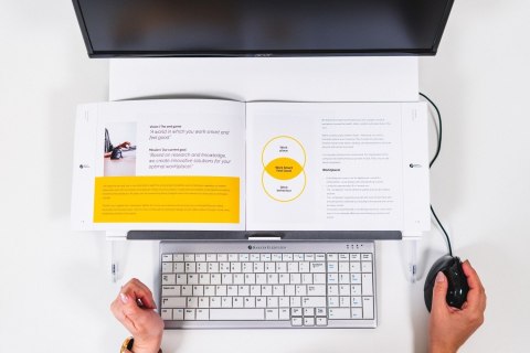 BakkerElkhuizen FlexDesk 630N deska z klipsem na dokumenty Akrylowy, Plastik, Guma, Stal Przezroczysty, Biały