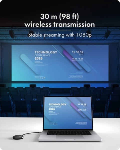 Bezprzewodowy system transmisji sygnału wideo USB-C do HDMI firmy Raidsonic | IB-WL101