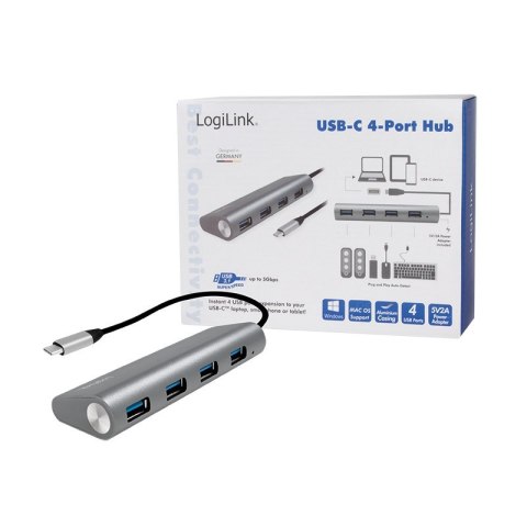 LogiLink UA0309 huby i koncentratory USB 3.2 Gen 1 (3.1 Gen 1) Type-C 5000 Mbit/s Szary