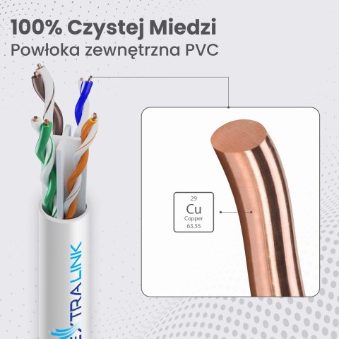 Extralink EX.32358 kabel sieciowy Biały 50 m Cat6 U/UTP (UTP)