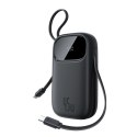 Baseus EnerFill FC31 Powerbank z wyświetlaczem cyfrowym z 2 wbudowanymi kablami USB-C 20000mAh 45W Czarny