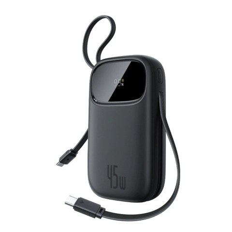 Baseus EnerFill FC31 Powerbank z wyświetlaczem cyfrowym z 2 wbudowanymi kablami USB-C 20000mAh 45W Czarny