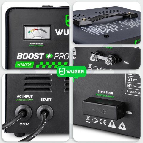 Prostownik akumulatorowy z rozruchem 40A 12V/24V W14005 WUBER