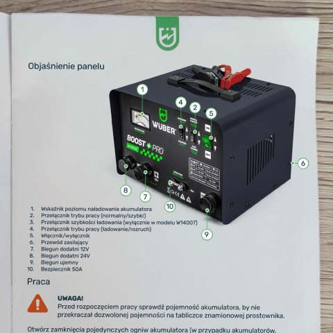 Prostownik akumulatorowy z rozruchem 40A 12V/24V W14005 WUBER