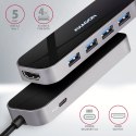 Axagon HMC-6H4A stacja dokująca Przewodowa USB 3.2 Gen 1 (3.1 Gen 1) Type-C Czarny, Szary