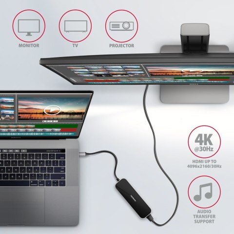 Axagon HMC-6H4A stacja dokująca Przewodowa USB 3.2 Gen 1 (3.1 Gen 1) Type-C Czarny, Szary