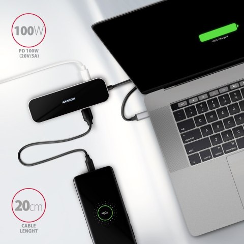 Axagon HMC-6H4A stacja dokująca Przewodowa USB 3.2 Gen 1 (3.1 Gen 1) Type-C Czarny, Szary