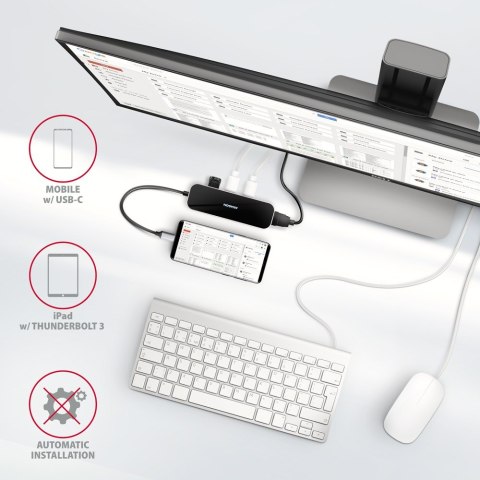 Axagon HMC-6H4A stacja dokująca Przewodowa USB 3.2 Gen 1 (3.1 Gen 1) Type-C Czarny, Szary
