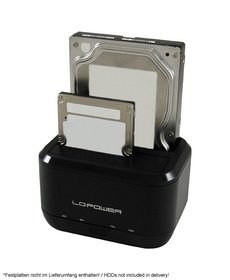 LC-Power LC-DOCK-U3-III stacja dokująca do dysków twardych USB 3.2 Gen 1 (3.1 Gen 1) Type micro-B Czarny