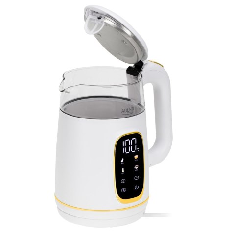 Adler AD 1305WG czajnik elektryczny 1,7 l 2200 W Przezroczysty, Złoto, Biały