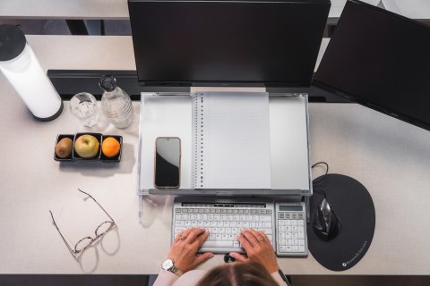 BakkerElkhuizen FlexDesk 640 deska z klipsem na dokumenty Plastik, Guma, Stal Jasny Szary, Przezroczysty