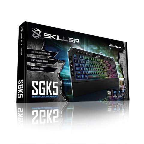 Klawiatura gamingowa Sharkoon Skiller SGK5 USB QWERTZ Niemiecki Czarna