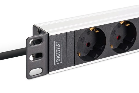 Digitus DN-95440 rozdzielacz zasilania PDU 9 x gniazdo sieciowe 1U Czarny, Srebrny