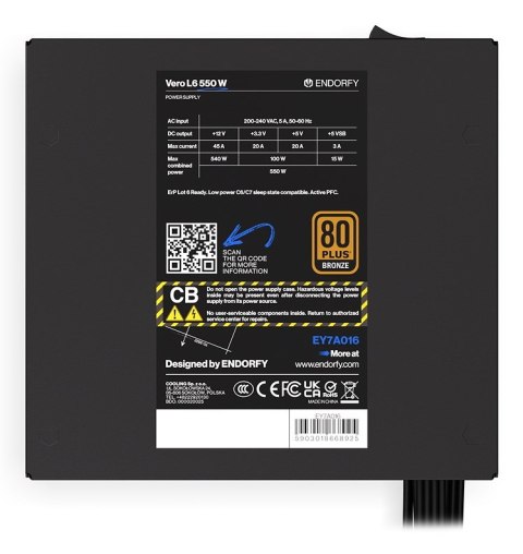 ENDORFY Vero L6 moduł zasilaczy 550 W 24-pin ATX ATX Czarny