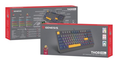 GENESIS Thor 230 TKL klawiatura Gaming USB QWERTY Angielski Niebieski