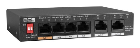 BCS BCS-L-SP04G02G(2) Nie zarządzany Gigabit Ethernet (10/100/1000) Obsługa PoE Desktop Czarny