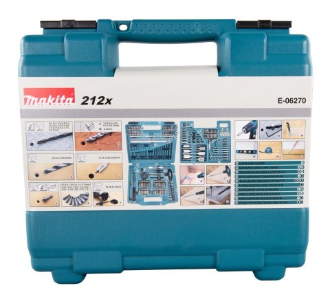 Zestaw akcesoriów w walizce 212szt E-06270 MAKITA