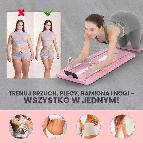 Extralink DESKA DO PILATESU RÓZOWA REFORMER DO CWICZEN BRZUCHA POMPKI