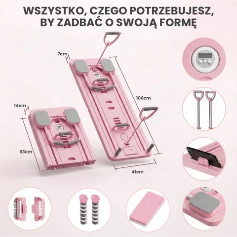 Extralink DESKA DO PILATESU RÓZOWA REFORMER DO CWICZEN BRZUCHA POMPKI